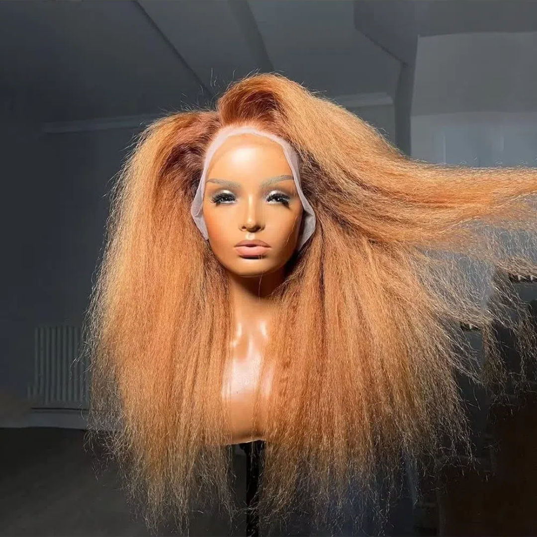 Show Real Vendor Highlight Human hair Yaki Straight Glueless Wigs Raw High Density Human Hair Per Plucked 13x4 HD Lace Front Glueless Wigs
