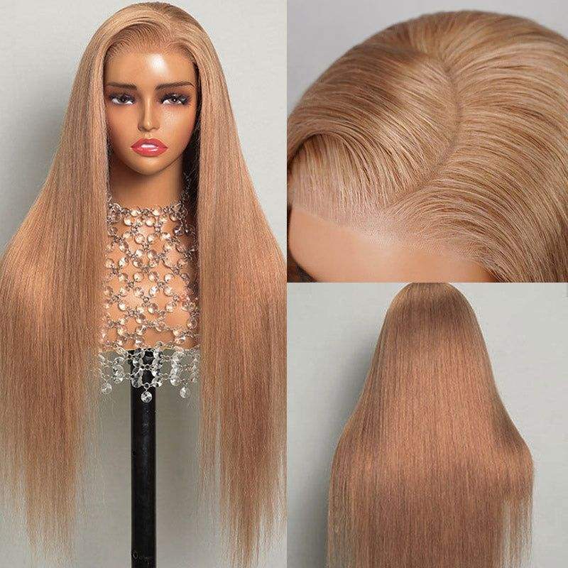 Supper Double Drawn Straight #30 Raw Human Hair HD Lace Front Wigs Virgin Vietnamese Full Human hair Per Plucked Lace Glueless Wigs