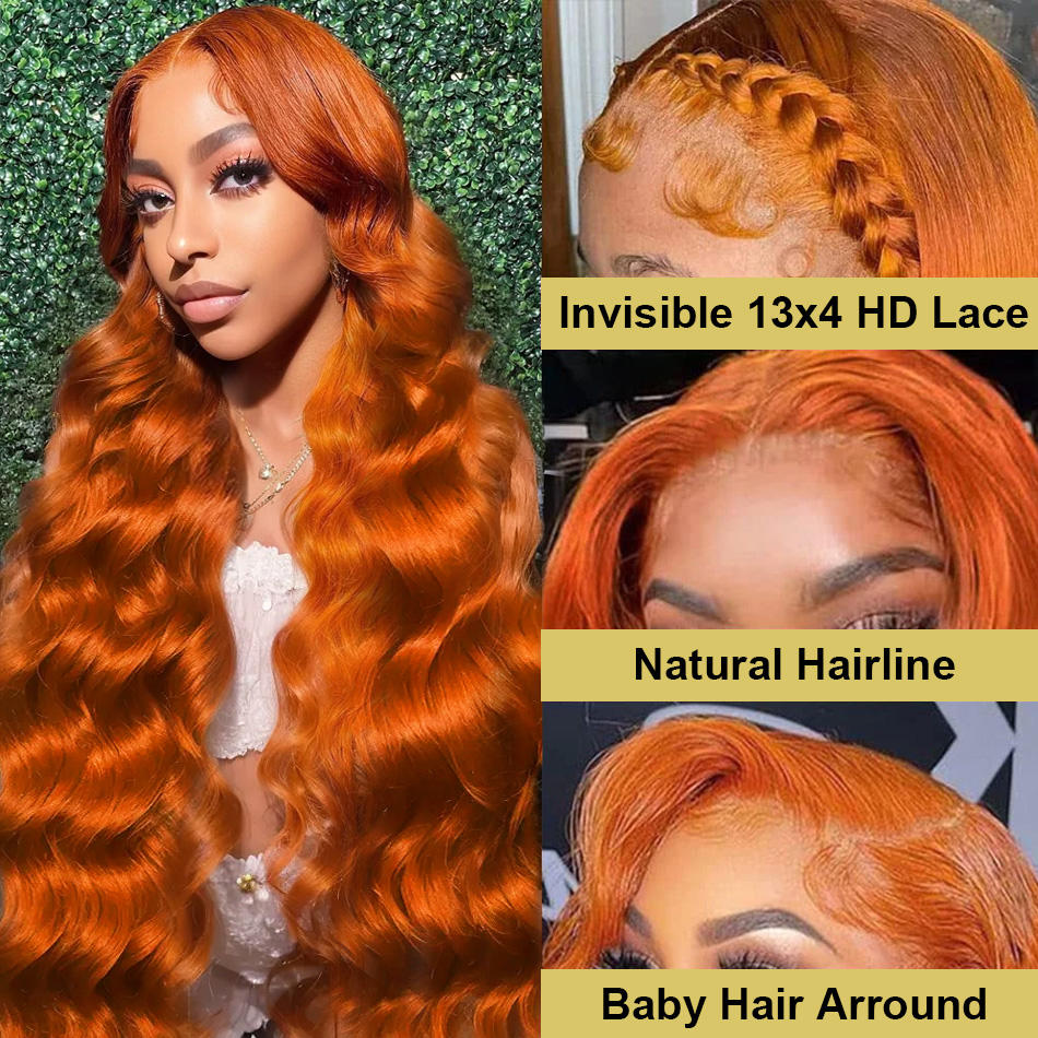 Show Real Ready To Wear Orange Ginger Body Wave Wig 13X4 And 4X4 HD Transparent Lace Frontal And Closure Wig 13X6 Glueless Lace Front Human Hair Wig