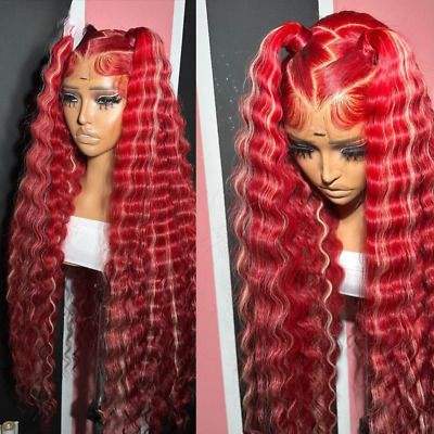 Show Real Loose Deep Wave Red Dark Red Ombre Highlight 13x4 And 4x4 Lace Pre plucked Baby Hair Vietnamese Human hair HD Lace Bleached Knots Glueless Wigs Human Hair Front Or Closure Wigs
