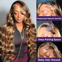 Highlight Brown Colored Lace Front Wigs Human Hair Pre Plucked Cuticle Aligned Virgin Hair Gluesless Wigs Human Hair Lace Front