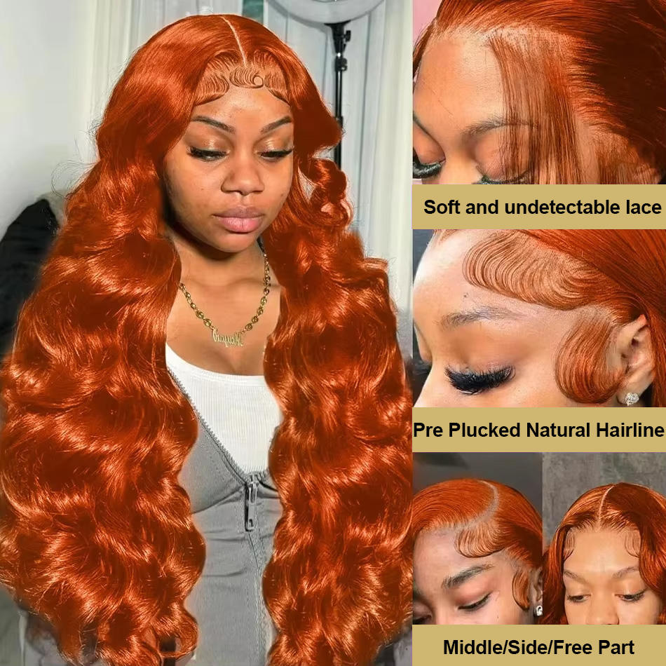 Show Real Ready To Wear Orange Ginger Body Wave Wig 13X4 And 4X4 HD Transparent Lace Frontal And Closure Wig 13X6 Glueless Lace Front Human Hair Wig