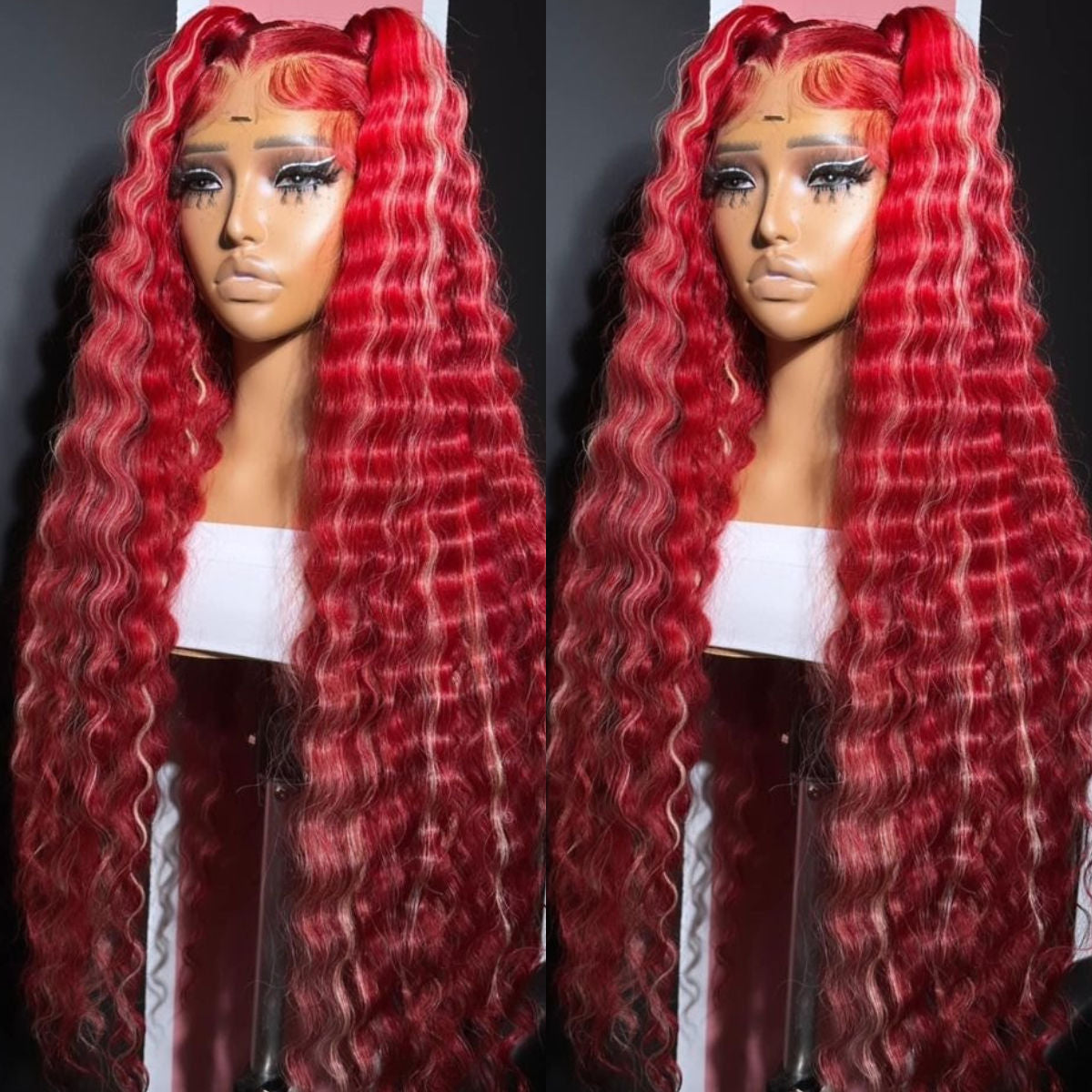 Show Real Loose Deep Wave Red Dark Red Ombre Highlight 13x4 And 4x4 Lace Pre plucked Baby Hair Vietnamese Human hair HD Lace Bleached Knots Glueless Wigs Human Hair Front Or Closure Wigs