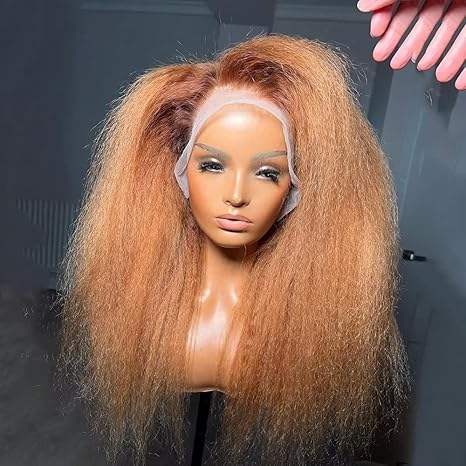 Show Real Vendor Highlight Human hair Yaki Straight Glueless Wigs Raw High Density Human Hair Per Plucked 13x4 HD Lace Front Glueless Wigs