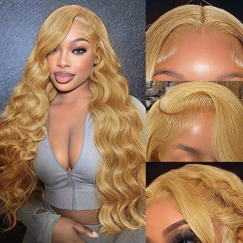 Show Real Body Wave Raw Human Hair Honey Blond Glueless Wigs Vietnamese Human hair HD Per plucked Swiss Lace Human hair wig For Women Vendor