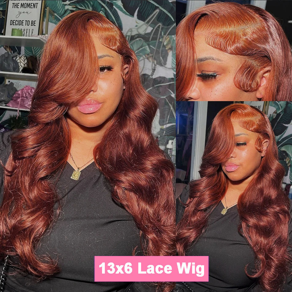 Show Real 4X4 Glueless Lace Closure Wig Reddish Brown 13X4 Lace Frontal Color Wig Body Wave Human Hair Wigs For Black Women