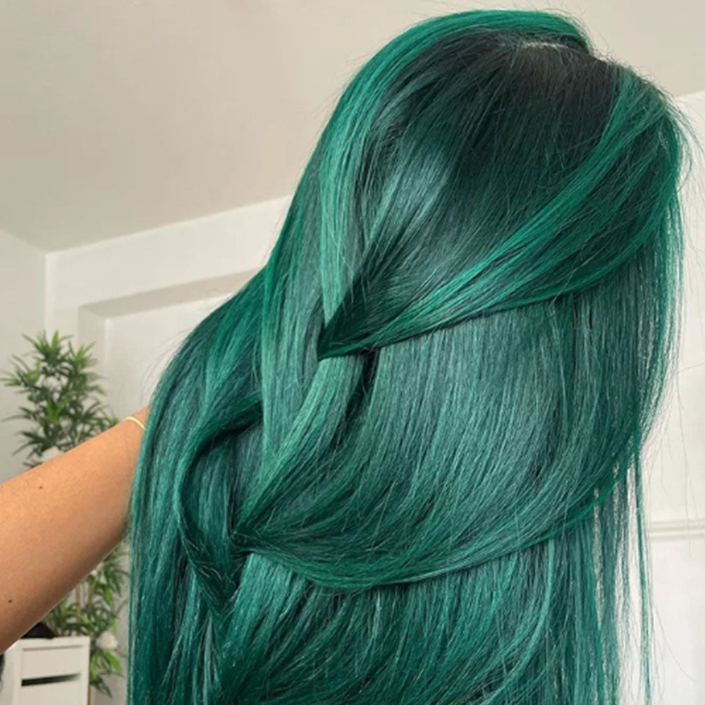 Customized Wig Highlight Emerald Green Colored 180% Bone Straight 13x4 Lace Frontal Wigs Human Hair Pre Plucked 4x4 Closure Wigs For Women
