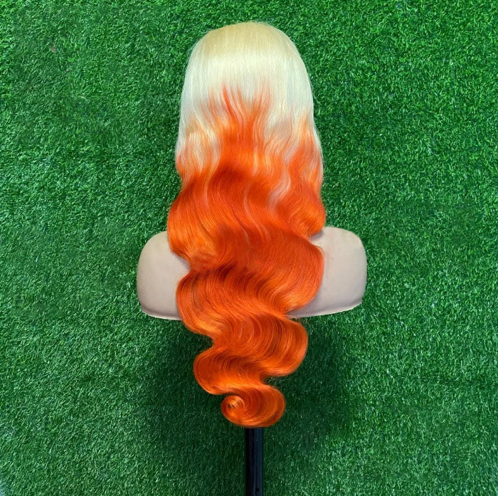 Customized Wig Orange Wig 13X6 HD Highlight 613 Colored Lace Front Human Hair Wig Body Wave 13X4 HD Lace Frontal Wigs For Black Women 180% Density