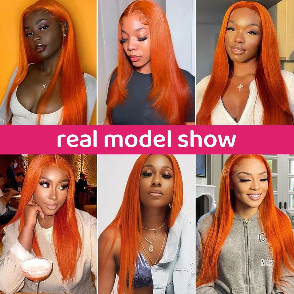 ShowReal 13x4 HD Transparent Lace Frontal 99J #350 Burgundy Ginger Color Straight Wig For Women 13×4 Lace Front Straight Human Hair Wig