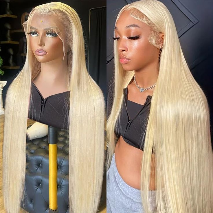 ShowReal 13x4 And 5x5 HD Transparent Lace Frontal 613 Blonde Color Straihgt Pre-Plucked Pre-Bleached Virgin Human Hair Wig For Woman Daily Party Use