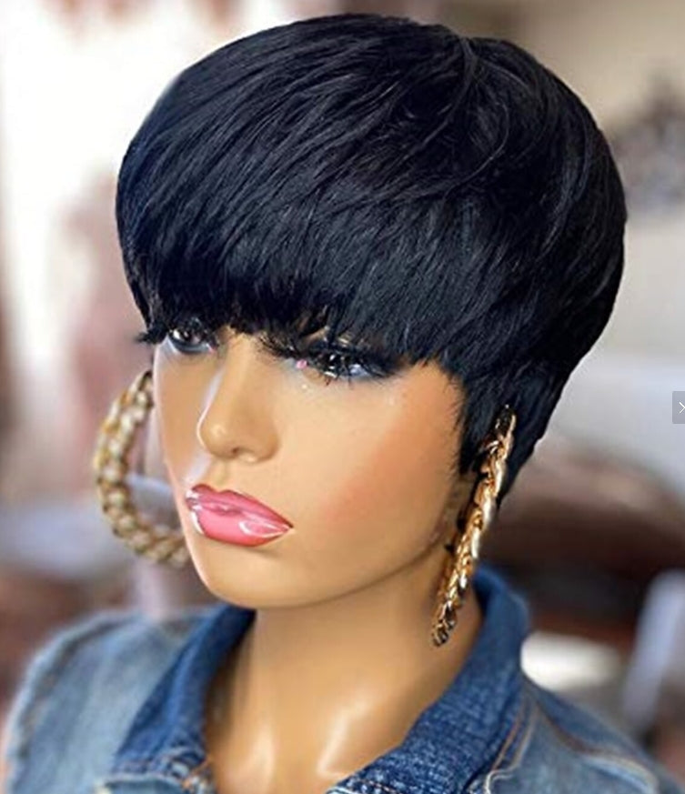 Pixie Cut Human Hair Wig Short Pixie Cut Wigs for Black Women Short Layered Curly Wigs Glueless Pixie Wig Brazilian Virgin Human Hair Wigs Short Curly Wigs For Women