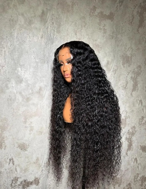 ShowReal Pre Everything 13x4 Lace Front Wigs Water Wave Lace Front Wig 5x5 HD Lace Frontal Wigs For Black Women Natural Black 180% Density