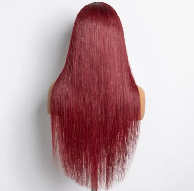 ShowReal 99j Burgundy 13x4 HD Lace Frontal Wig Bone Straight Lace Front Wigs 180% Density Brazilian Human Hair Wigs For Women