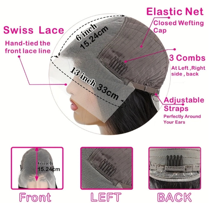ShowReal 13X4 HD Transparent Lace Frontal Wig 13x6 Pre Plucked With Baby Hair 180% Density Straight Lace Wig Human Hair For Black Woman