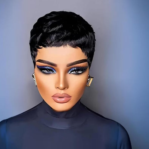 Pixie Cut Human Hair Wig Short Pixie Cut Wigs for Black Women Short Layered Curly Wigs Glueless Pixie Wig Brazilian Virgin Human Hair Wigs Short Curly Wigs For Women