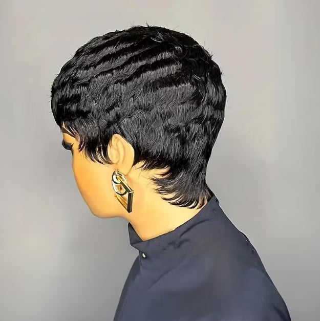 Pixie Cut Human Hair Wig Short Pixie Cut Wigs for Black Women Short Layered Curly Wigs Glueless Pixie Wig Brazilian Virgin Human Hair Wigs Short Curly Wigs For Women