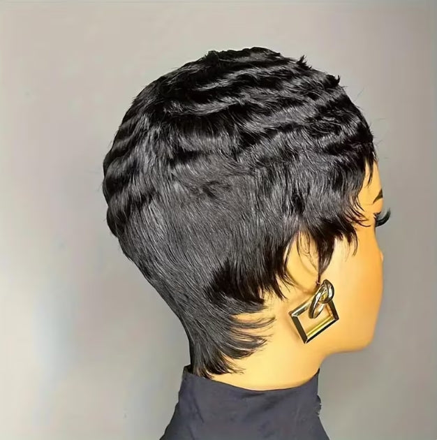 Pixie Cut Human Hair Wig Short Pixie Cut Wigs for Black Women Short Layered Curly Wigs Glueless Pixie Wig Brazilian Virgin Human Hair Wigs Short Curly Wigs For Women