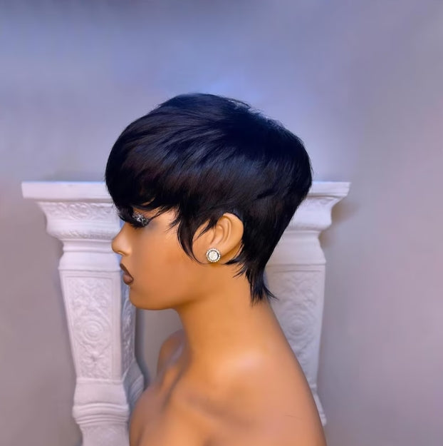 Pixie Cut Human Hair Wig Short Pixie Cut Wigs for Black Women Short Layered Curly Wigs Glueless Pixie Wig Brazilian Virgin Human Hair Wigs Short Curly Wigs For Women