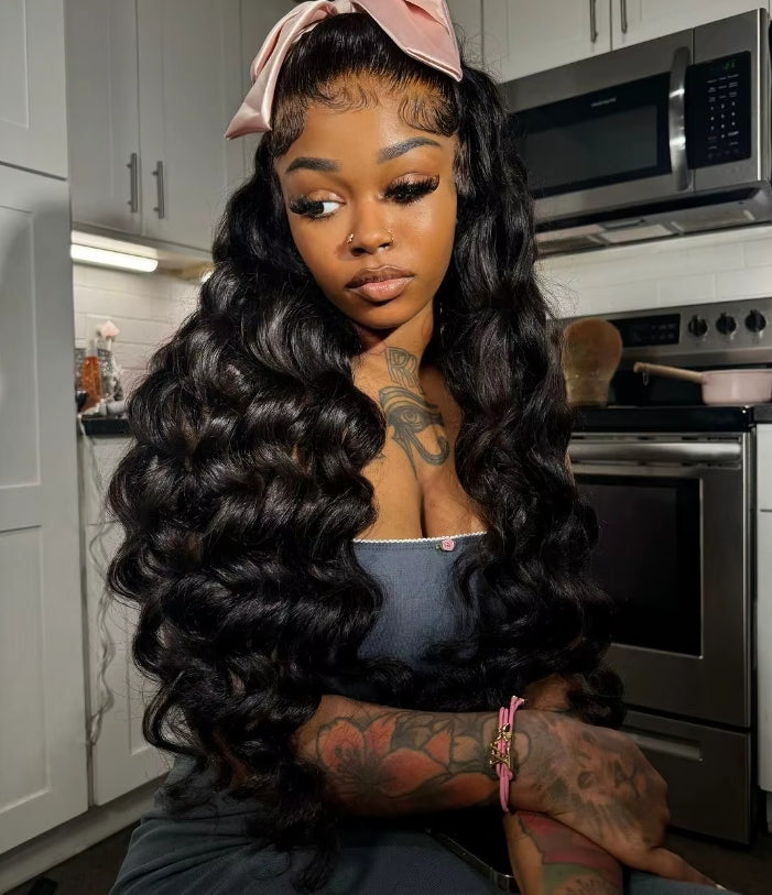 ShowReal Loose Deep Human Hair Lace Wig 13x6 13x4 Lace Front Loose Deep Wave 13x4 HD Lace Frontal Wig Curly Wigs For Women 180% Density