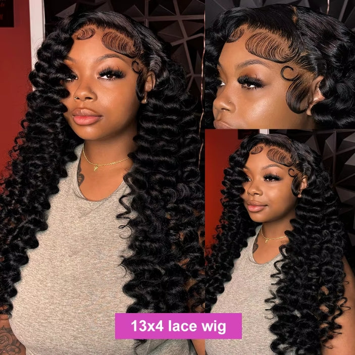 ShowReal Loose Deep Human Hair Lace Wig 13x6 13x4 Lace Front Loose Deep Wave 13x4 HD Lace Frontal Wig Curly Wigs For Women 180% Density
