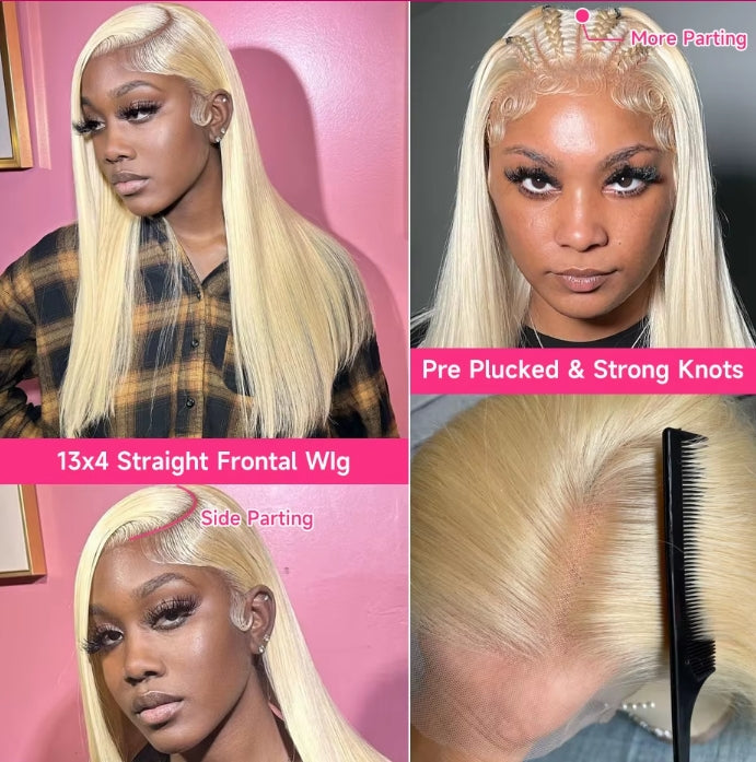 ShowReal 13x4 Blonde 613 Lace Front Wigs Straight Human Hair Lace Frontal Wig 13X4 HD Lace Frontal Wig Body Wave Lace Front Wig Human Hair for Women