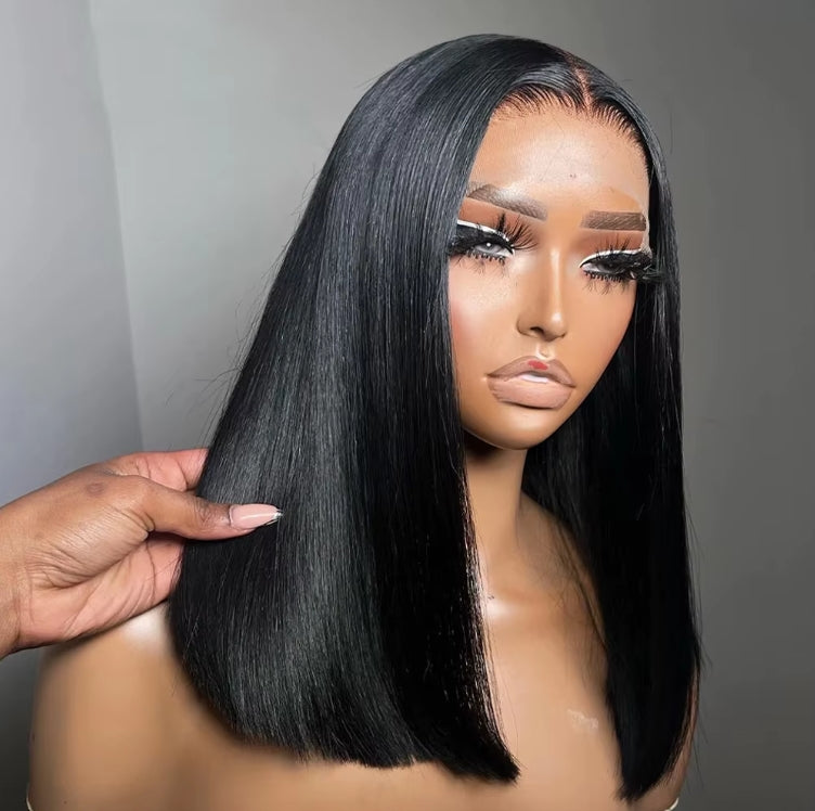 ShowReal Bob Wigs Human Hair 13x4 HD Lace Front Bob Wig Human Hair Short Straight Frontal Glueless Bob Wigs for Black Women Human Hair Pre Plucked with Baby Hair 180% Density