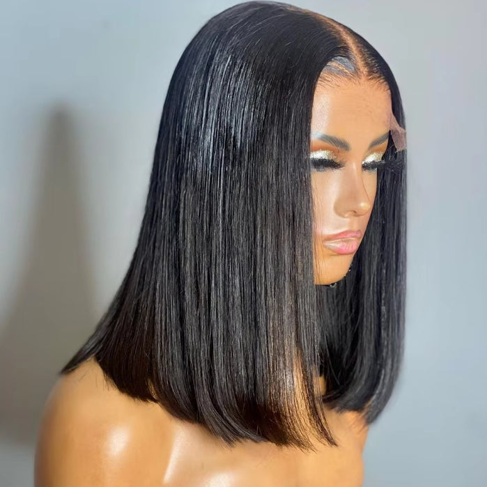 ShowReal Bob Wigs Human Hair 13x4 HD Lace Front Bob Wig Human Hair Short Straight Frontal Glueless Bob Wigs for Black Women Human Hair Pre Plucked with Baby Hair 180% Density