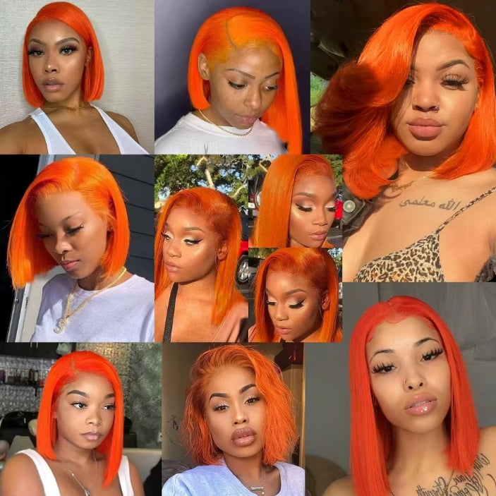 ShowReal Bob Wigs Human Hair 13x4 HD Lace Front Bob Wig Human Hair Short Straight Frontal Glueless Bob Wigs for Black Women Human Hair Pre Plucked with Baby Hair 180% Density
