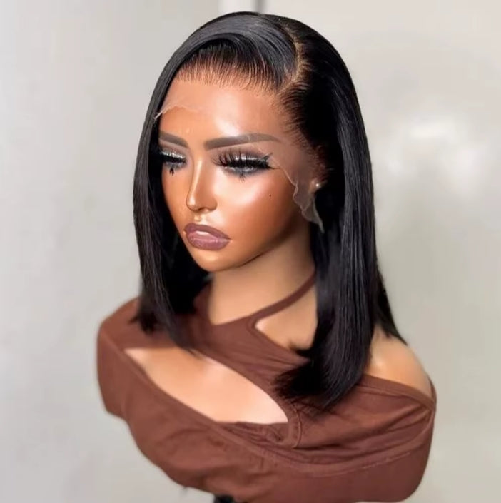 ShowReal Bob Wigs Human Hair 13x4 HD Lace Front Bob Wig Human Hair Short Straight Frontal Glueless Bob Wigs for Black Women Human Hair Pre Plucked with Baby Hair 180% Density