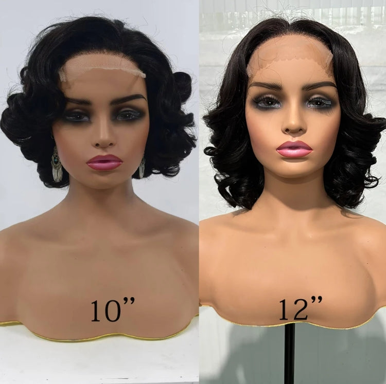 ShowReal 12A Short Curly Human Hair Wig Coiled Bob Lace Closure Wigs 200% Density Body Weave Wear and Go Ombre Bouncy Curly 5x5 HD Lace Closure Wigs