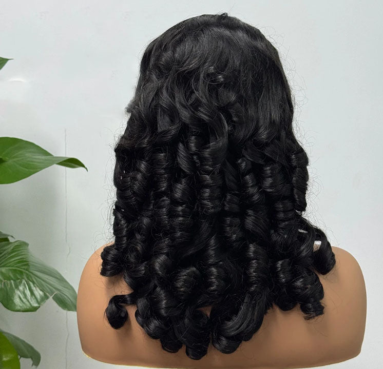 ShowReal Vietnames 250% Density Double Drawn Bouncy Loose Wave 13X4 HD Lace Glueless 30" Raw Human Hair Lace Frontal wigs
