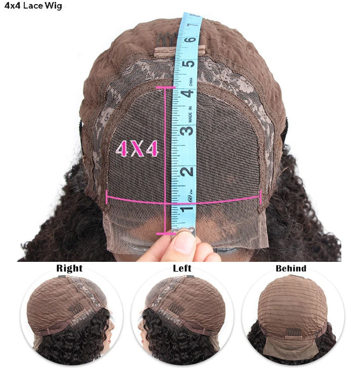 Customized Wig 250% Density Short Kinky Curly Ready to Wear Glueless Wigs Pre Cut Lace Bleachde Konts Closure Wigs Human Hair Wig Lace Front Wigs Pre Plucked For Women 4x4 HD Lace Closure Wig