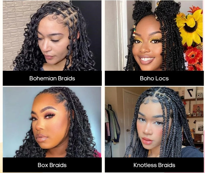 ShowReal 16 18 20 22 inch Human Braiding Hair for Boho Braids Human Hair 110g 10A Deep Wave Bulk Bohemian 3 Bundles/Pac Curly Boho Hair for Braiding Knotlessk Natural Color