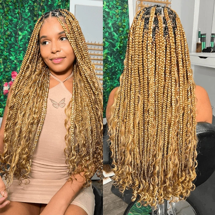 ShowReal 16 18 20 22 inch Human Braiding Hair for Boho Braids Human Hair 110g 10A Deep Wave Bulk Bohemian 3 Bundles/Pac Curly Boho Hair for Braiding Knotlessk Natural Color