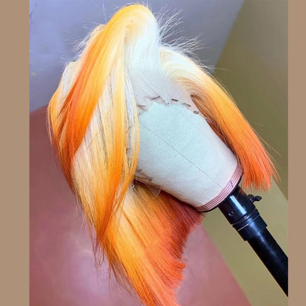 Customized Wig Colorful Wig Ombre Pink Wig 13x4 Lace Front Wig Short Bob Cut 613 Orange Blunt 13x4 Lace Frontal Wig 613 Red Remy Human Hair Wigs For Black Women