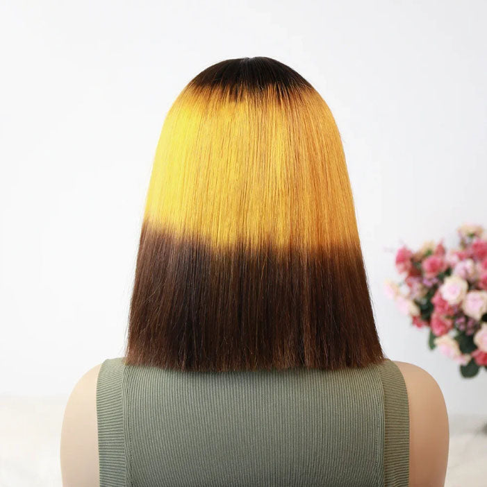 Customized Wig 13x4 Lace Front Wig Short Bob Wig Super Double Drawn Straight Bob Wig Vietname Human Hair Yellow 3T Lace Wig For Black Women