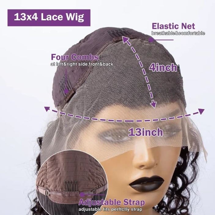 Customized Wig Brown 13x4 Curly Bob Wig Natural Black Deep Wavy Short Bob Wig 220% Density Lace Front Wig Remy Human Hair Wig for Black Women Deep Wave Human Hair Wig Preplucked For Woman Short Curly Wigs