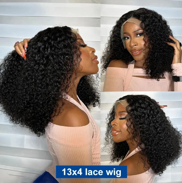 Customized Wig Brown 13x4 Curly Bob Wig Natural Black Deep Wavy Short Bob Wig 220% Density Lace Front Wig Remy Human Hair Wig for Black Women Deep Wave Human Hair Wig Preplucked For Woman Short Curly Wigs