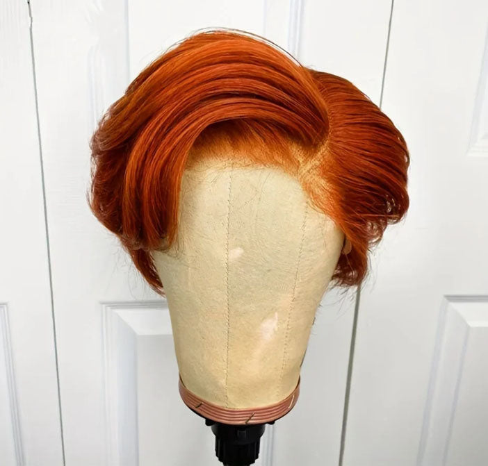 ShowReal Pixie Cut Wigs Human Hair 13x4 Short Pixie Cut Lace Front Wig for Women Black Pixie Cut Transparent Frontal Wig Layered Straight Hair 180% Density
