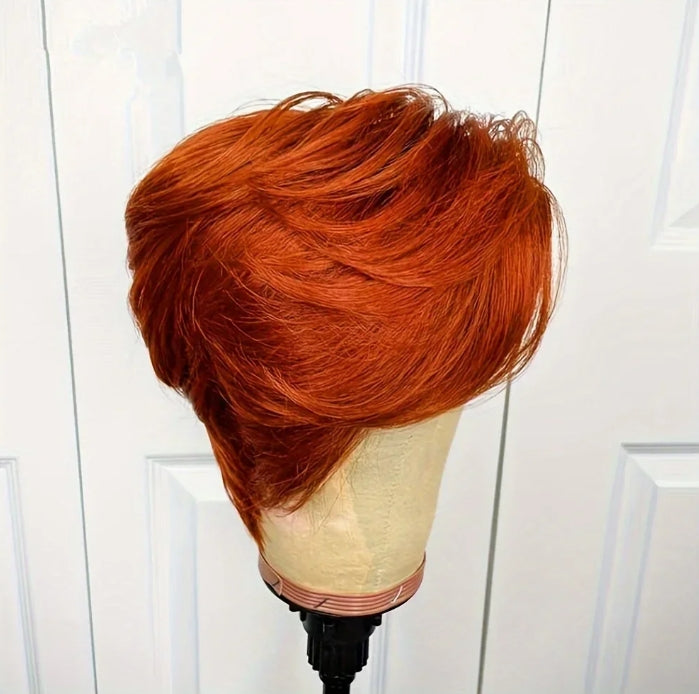 ShowReal Pixie Cut Wigs Human Hair 13x4 Short Pixie Cut Lace Front Wig for Women Black Pixie Cut Transparent Frontal Wig Layered Straight Hair 180% Density