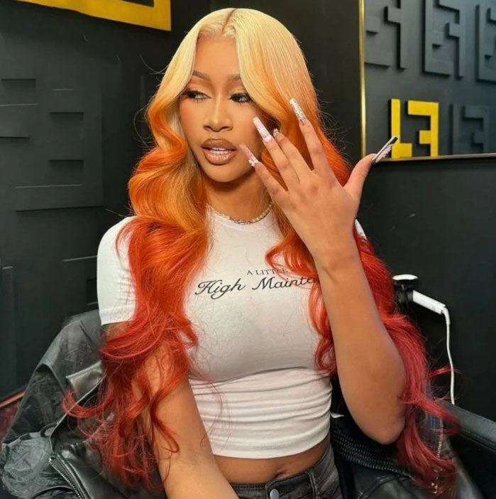 Customized Wig Highlight Deep Wave Body Wave 13x4 Lace Front Wig Go Glueless Wig Blonde 613 Orange Wig 13x4 Lace Front Human Hair Wigs For Women Brazilian Lace Frontal Wig 180% Density
