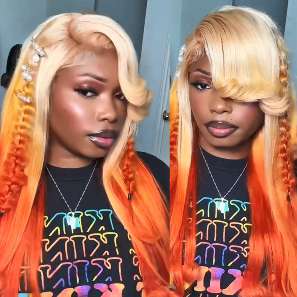 Customized Wig Highlight Deep Wave Body Wave 13x4 Lace Front Wig Go Glueless Wig Blonde 613 Orange Wig 13x4 Lace Front Human Hair Wigs For Women Brazilian Lace Frontal Wig 180% Density