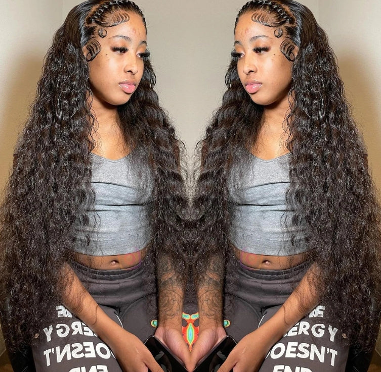 ShowReal 250% Density 13X6 Hd Lace Frontal Wig 30 40 Inch 13x4 Curly Lace Front Human Hair Wig Hd Lace Wig Water Deep Wave Frontal Wigs
