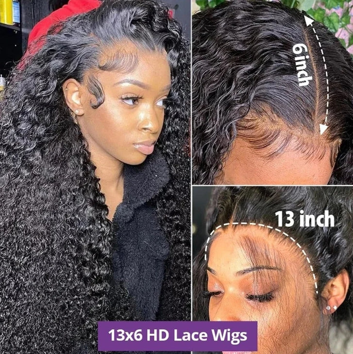 ShowReal 250% Density 13X6 Hd Lace Frontal Wig 30 40 Inch 13x4 Curly Lace Front Human Hair Wig Hd Lace Wig Water Deep Wave Frontal Wigs