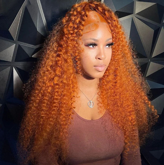 ShowReal Orange Ginger 13x4 13x6 HD Lace Front Wig Deep Curly Human Hair Wigs 30 32 Inch Deep Wave Frontal Wig 13x4 Lace Front Human Hair Wig for Black Women 180% Denisty
