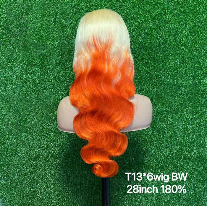 Customized Wig Orange Wig 13X6 HD Highlight 613 Colored Lace Front Human Hair Wig Body Wave 13X4 HD Lace Frontal Wigs For Black Women 180% Density