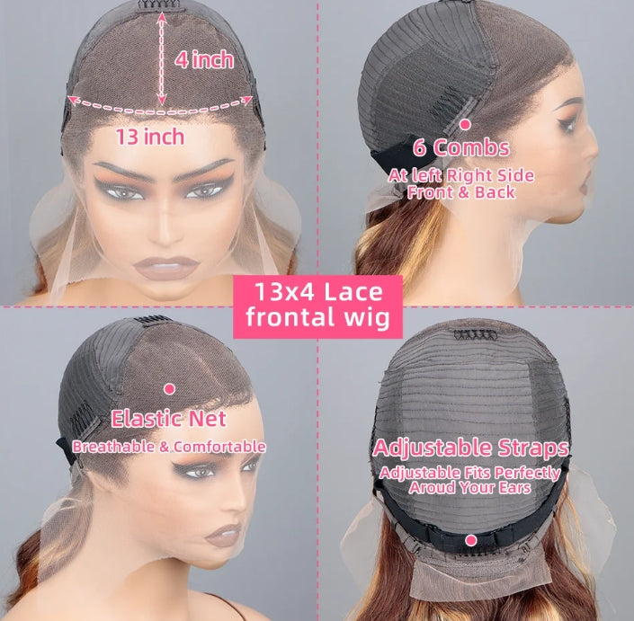 Customized Wig 30 Inch Bone Straight Ombre Colored 13x4 HD Lace Front Wig Human Hair 180% Density 13x4 HD Transparent Lace Frontal Wig 4/27 Ombre Blonde Colored Wigs Brazilian Human Hair