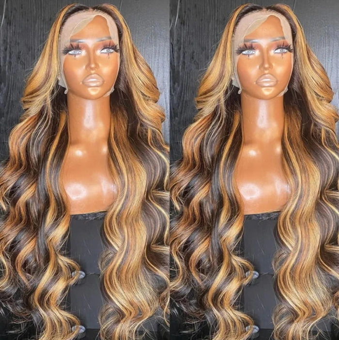 Customized Wig 30 Inch Bone Straight Ombre Colored 13x4 HD Lace Front Wig Human Hair 180% Density 13x4 HD Transparent Lace Frontal Wig 4/27 Ombre Blonde Colored Wigs Brazilian Human Hair