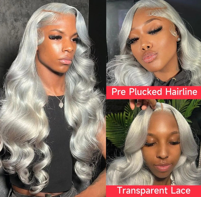 Customized Wig Grey 13x4 Lace Fronts Wigs Human Hair 4x4 Hd Lace Frontal Wig Vietnamese Raw Hair 30 Inch Body Wave Human Hair Wigs for Women 180% Density