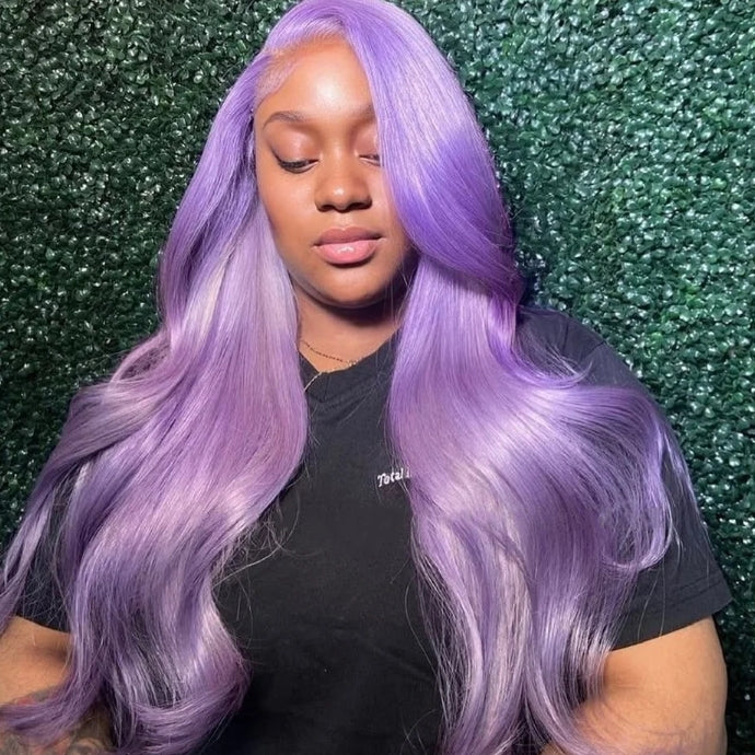 Customized Wig Lavender Purple 13x6 13x4 Lace Front Human Hair Wig Brazilian Human Hair Lace Frontal Wig Pre Plucked Long Straight Lavender Colored Lace Wigs for Black Women